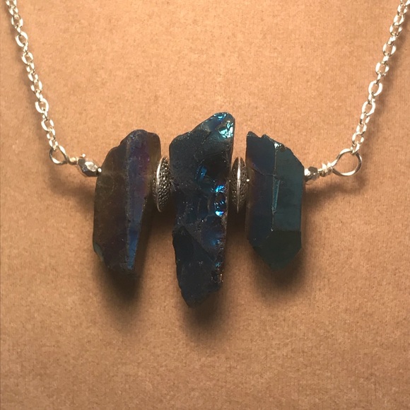 Rusty Lark Jewelry - Host Pick Blue titanium quartz crystals NWT 18"